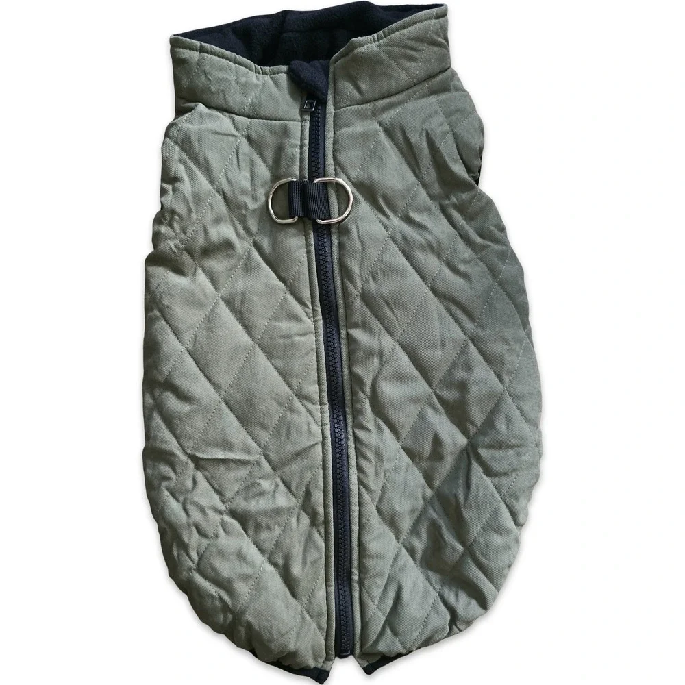 Scenereal Quilted Dog Jacket XL Olive Green Fleece Lined Harness D-Ring NWT
